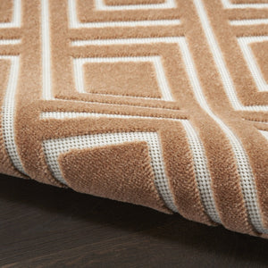 HomeRoots 7' Brown Geometric Area Rug - Modern Design for Living Spaces, Easy Care, and Low Pile Comfort 7' X 9' 564099