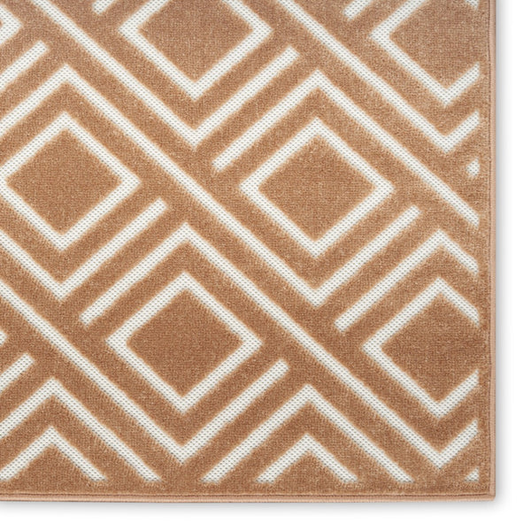 HomeRoots 7' Brown Geometric Area Rug - Modern Design for Living Spaces, Easy Care, and Low Pile Comfort 7' X 9' 564099