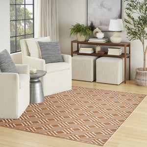 HomeRoots 7' Brown Geometric Area Rug - Modern Design for Living Spaces, Easy Care, and Low Pile Comfort 7' X 9' 564099