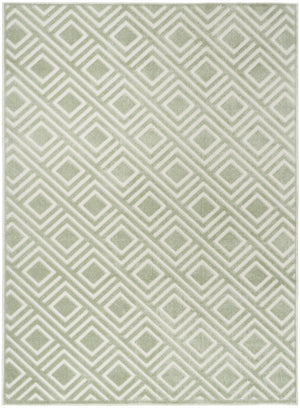 Homeroots 7' X 9' Green Geometric Area Rug  Polypropylene 564102