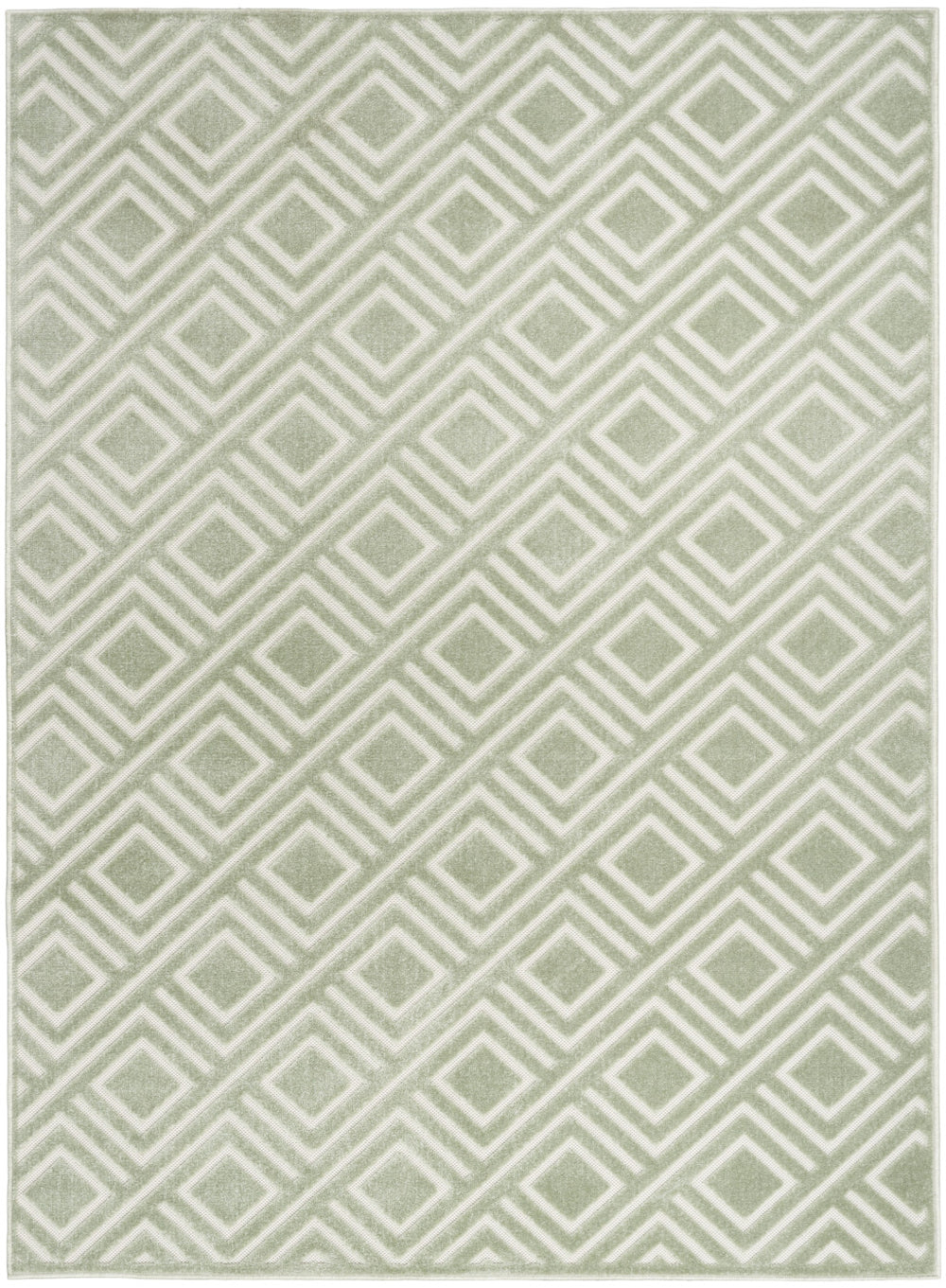 Homeroots 7' X 9' Green Geometric Area Rug  Polypropylene 564102