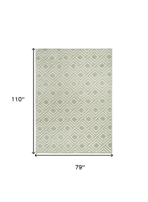 Homeroots 7' X 9' Green Geometric Area Rug  Polypropylene 564102