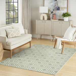 HomeRoots 7' Modern Green Geometric Area Rug - Stylish Design for Living Rooms, Bedrooms, and Home Offices 7' X 9' 564102