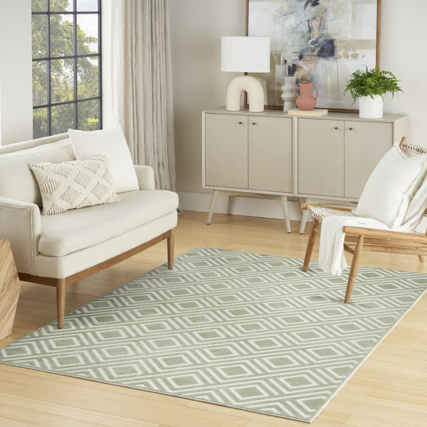 HomeRoots 7' Modern Green Geometric Area Rug - Stylish Design for Living Rooms, Bedrooms, and Home Offices 7' X 9' 564102