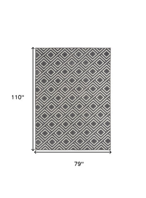 Homeroots 7' X 9' Gray Geometric Area Rug  Polypropylene 564105