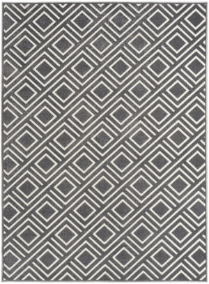 HomeRoots 7' Modern Gray Geometric Area Rug - Stylish Low-Pile Design for Living Rooms & Entryways 7' X 9' 564105