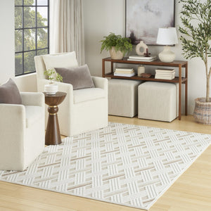 HomeRoots 7' Elevate Your Space with a Modern Cream Geometric Area Rug for Stylish, Everyday Use 7' X 9' 564106