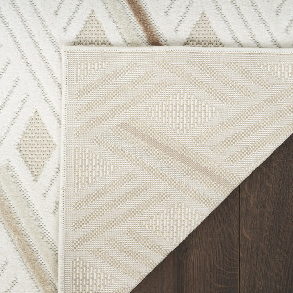 HomeRoots 7' Elevate Your Space with a Modern Cream Geometric Area Rug for Stylish, Everyday Use 7' X 9' 564106