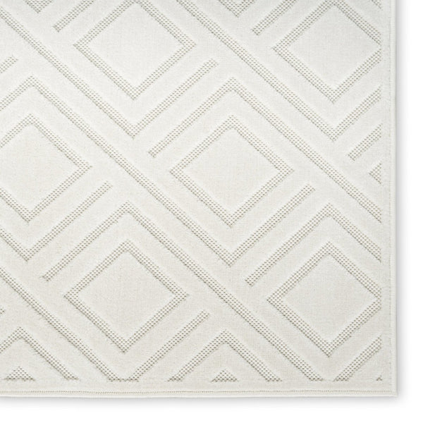 HomeRoots 7' Cream Geometric Area Rug - Soft Low-Pile Design for Modern Living Spaces, Durable & Stylish Floor Covering 7' X 9' 564108