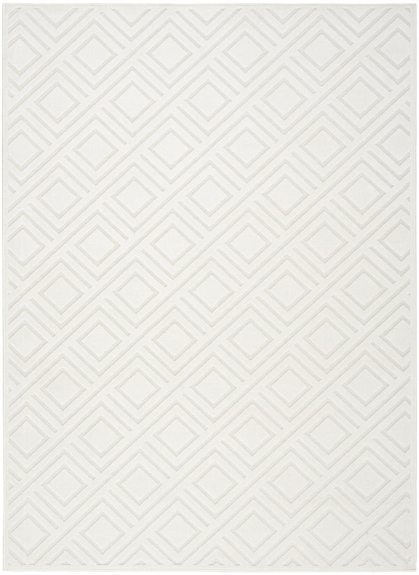 HomeRoots 7' Cream Geometric Area Rug - Soft Low-Pile Design for Modern Living Spaces, Durable & Stylish Floor Covering 7' X 9' 564108