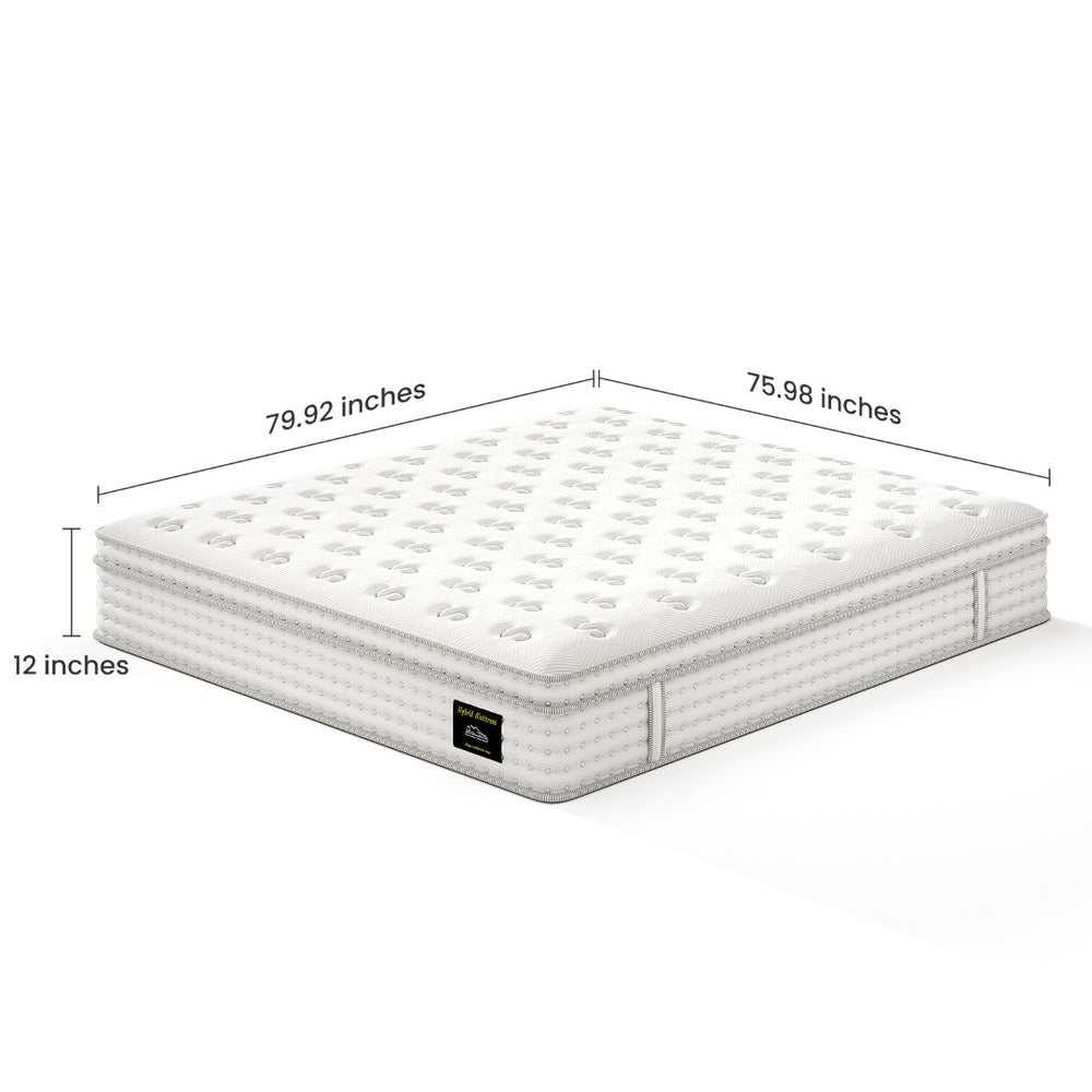 English Elm 12'' King Hybrid Mattress Pocket Coils Memory Foam Ergonomic Fiberglass Free Support B2716P383557