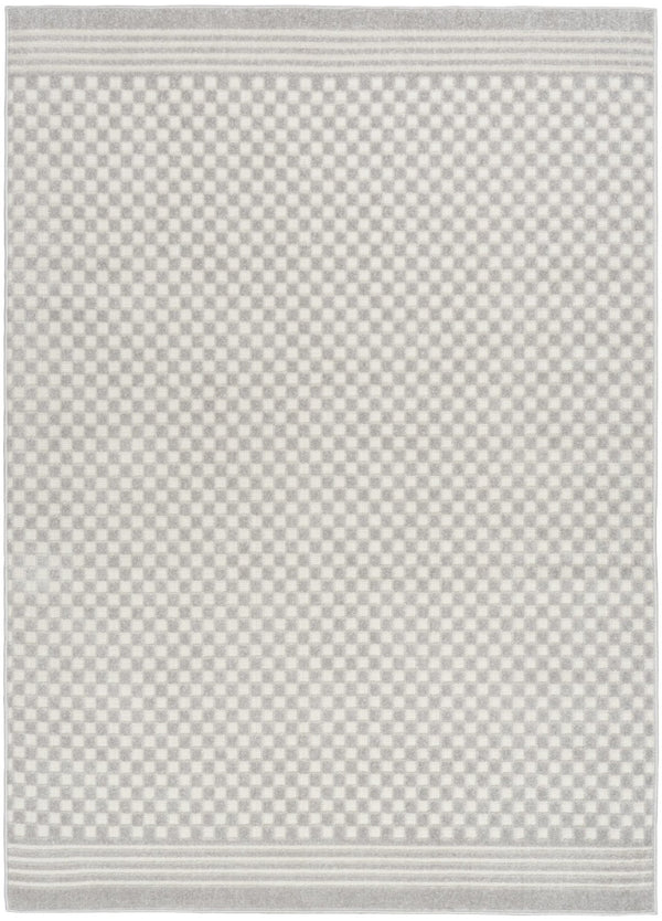HomeRoots 7' Modern Gray Geometric Area Rug - Stylish, Durable, Low-Pile Design Perfect for Any Room Decor 7' X 9' 564110