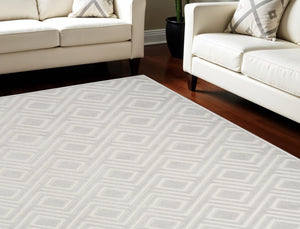 HomeRoots 7' Gray Geometric Area Rug – Modern Design, Perfect for High-Traffic Spaces, Easy Maintenance & Style 7' X 9' 564111