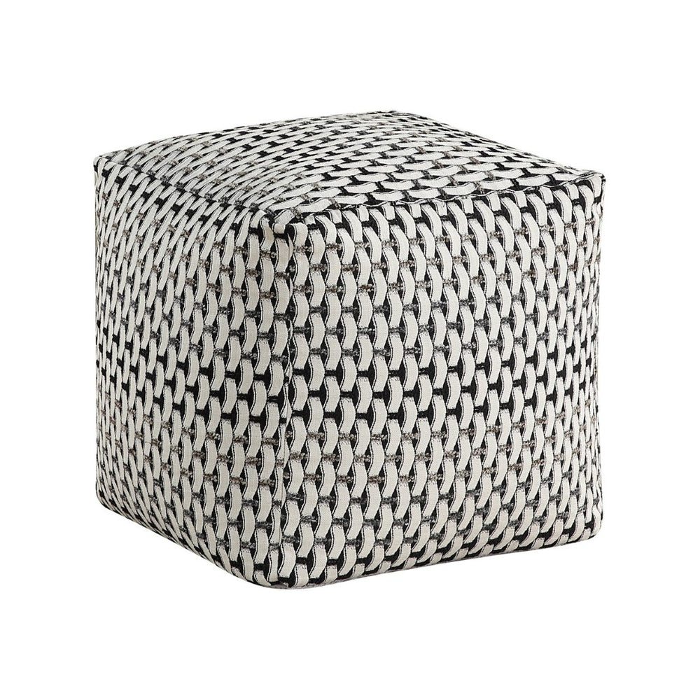 English Elm Square Pouf In Multi-Hued Jacquard Fabric - Versatile Ottoman, Footstool & Stylish Seating Solution! B011P251650-GIGA