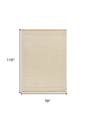 Homeroots 7' X 9' Tan Geometric Area Rug  Polypropylene 564113