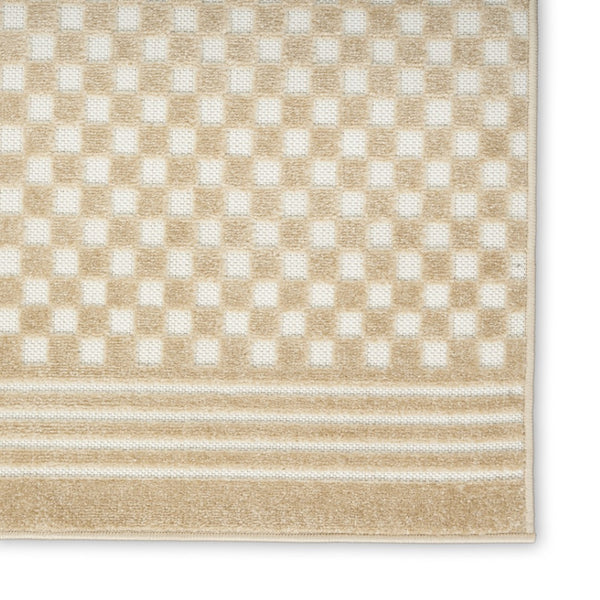 HomeRoots 7' Tan Geometric Area Rug – Modern Rectangular Design for Stylish Living Spaces and Versatile Decor 7' X 9' 564113