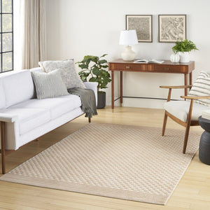 HomeRoots 7' Tan Geometric Area Rug – Modern Rectangular Design for Stylish Living Spaces and Versatile Decor 7' X 9' 564113