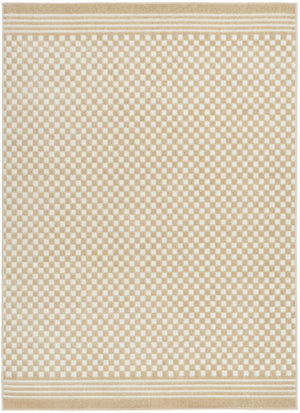 HomeRoots 7' Tan Geometric Area Rug – Modern Rectangular Design for Stylish Living Spaces and Versatile Decor 7' X 9' 564113