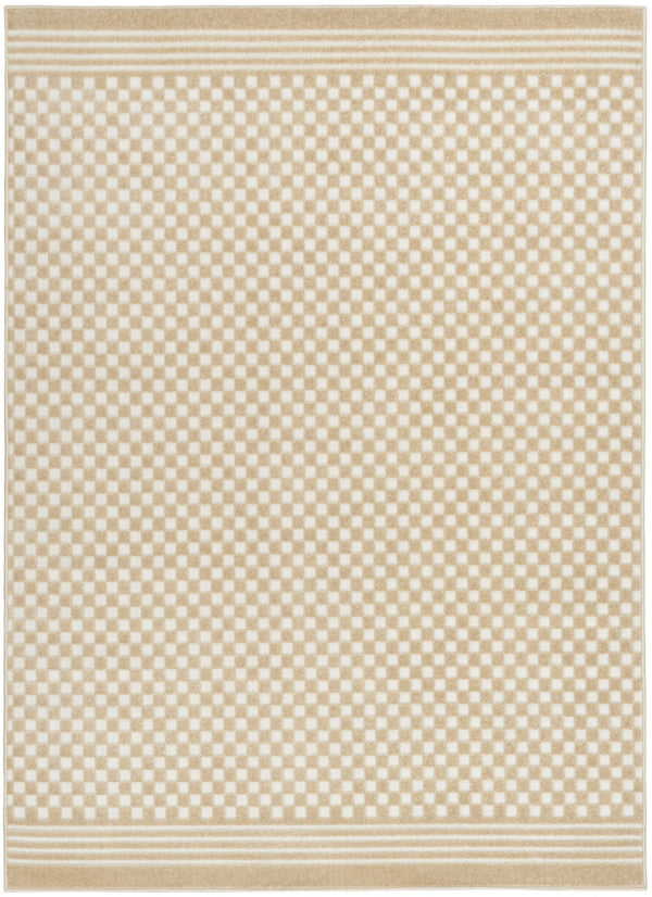 HomeRoots 7' Tan Geometric Area Rug – Modern Rectangular Design for Stylish Living Spaces and Versatile Decor 7' X 9' 564113