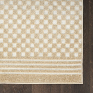 HomeRoots 7' Tan Geometric Area Rug – Modern Rectangular Design for Stylish Living Spaces and Versatile Decor 7' X 9' 564113