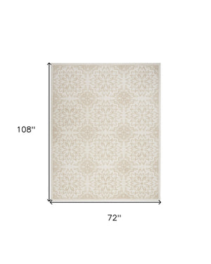 Homeroots 6' X 9' Beige And Ivory Floral Non Skid Area Rug  Polypropylene 564127