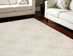 Homeroots 6' X 9' Beige And Ivory Floral Non Skid Area Rug  Polypropylene 564127