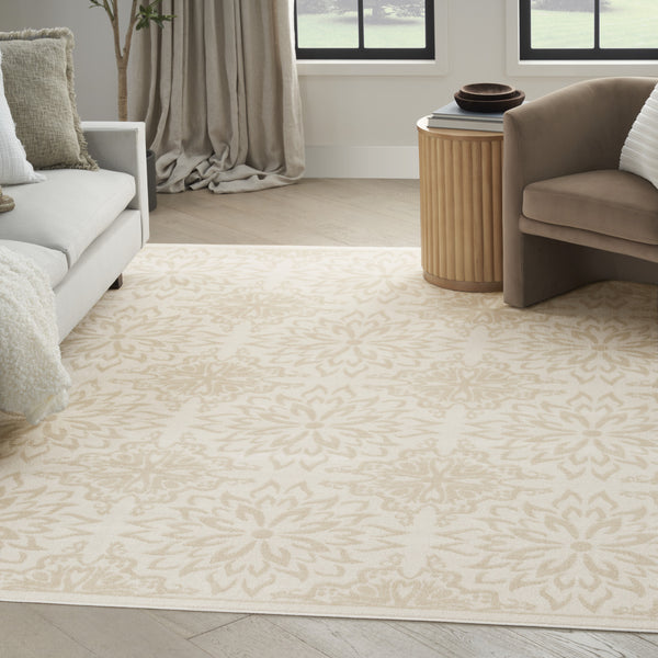 Homeroots 6' X 9' Beige And Ivory Floral Non Skid Area Rug  Polypropylene 564127