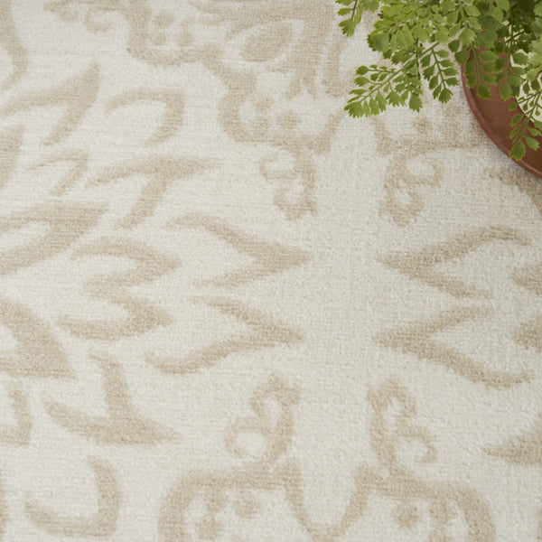 HomeRoots 7' Beige and Ivory Floral Area Rug – Soft, Durable, Non-Skid Design Perfect for Family Homes & Nurseries 6' X 9' 564127