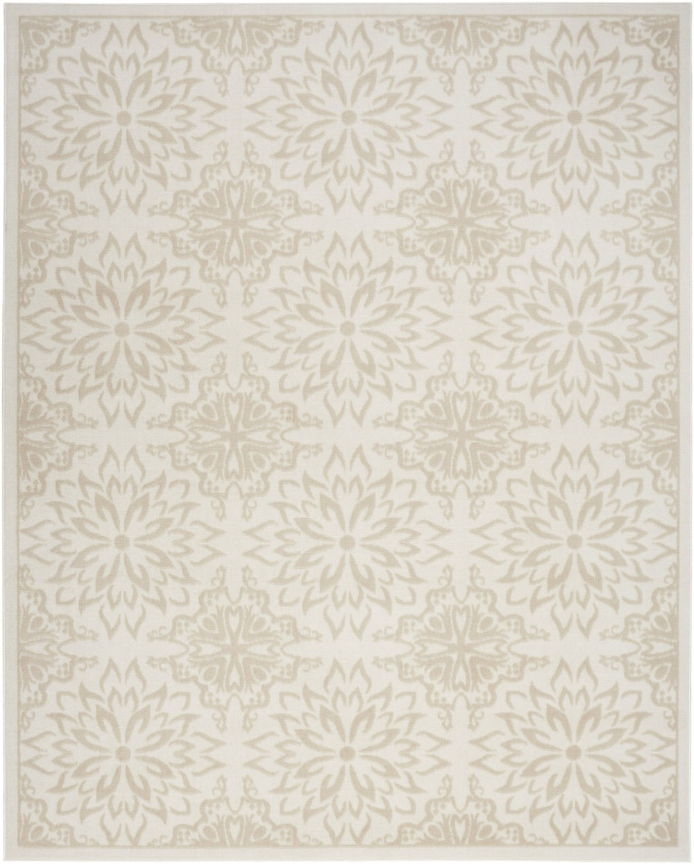 HomeRoots 7' Beige and Ivory Floral Area Rug – Soft, Durable, Non-Skid Design Perfect for Family Homes & Nurseries 6' X 9' 564127
