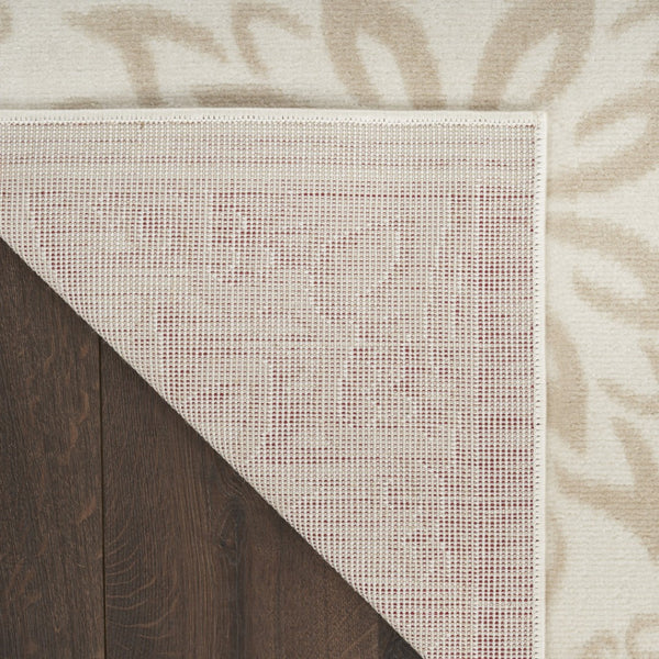 HomeRoots 7' Beige and Ivory Floral Area Rug – Soft, Durable, Non-Skid Design Perfect for Family Homes & Nurseries 6' X 9' 564127