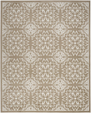 Homeroots 6' X 9' Taupe And Ivory Floral Non Skid Area Rug  Polypropylene 564128