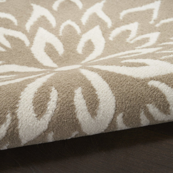 HomeRoots 7' Taupe and Ivory Floral Area Rug - Soft, Durable, Non-Skid Design Perfect for Homes with Kids & Pets 6' X 9' 564128