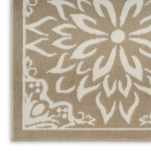 HomeRoots 7' Taupe and Ivory Floral Area Rug - Soft, Durable, Non-Skid Design Perfect for Homes with Kids & Pets 6' X 9' 564128