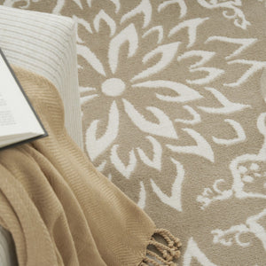 HomeRoots 7' Taupe and Ivory Floral Area Rug - Soft, Durable, Non-Skid Design Perfect for Homes with Kids & Pets 6' X 9' 564128