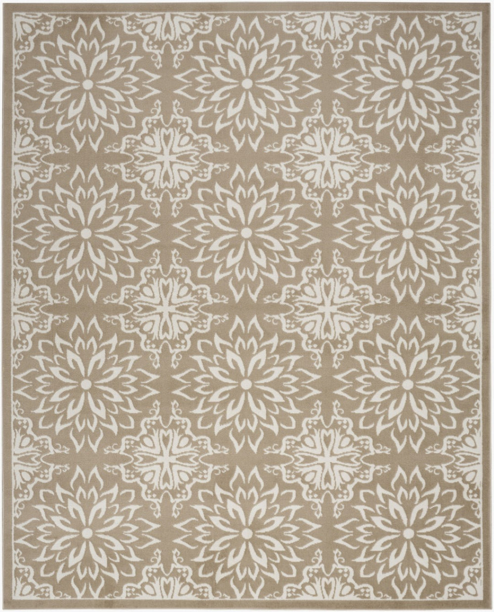 HomeRoots 7' Taupe and Ivory Floral Area Rug - Soft, Durable, Non-Skid Design Perfect for Homes with Kids & Pets 6' X 9' 564128