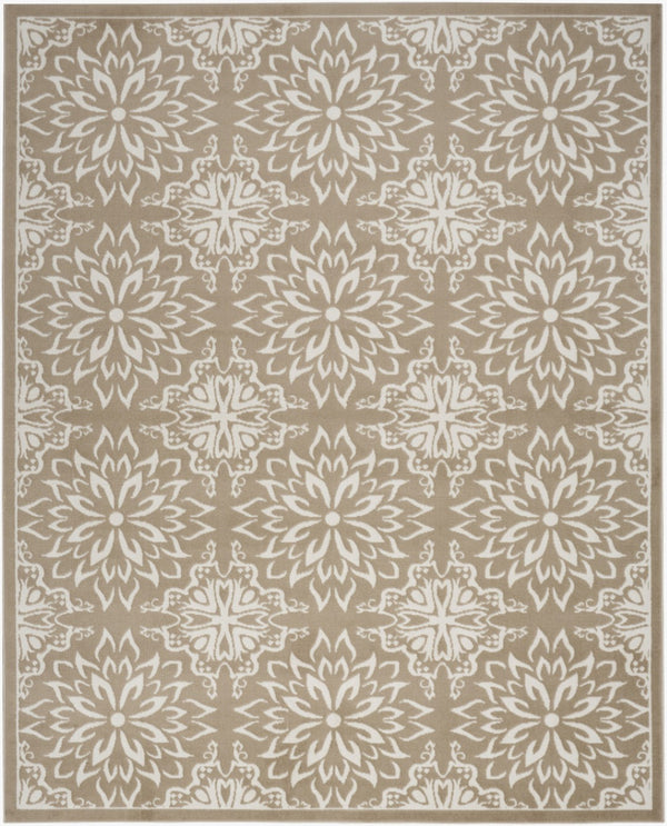 HomeRoots 7' Taupe and Ivory Floral Area Rug - Soft, Durable, Non-Skid Design Perfect for Homes with Kids & Pets 6' X 9' 564128