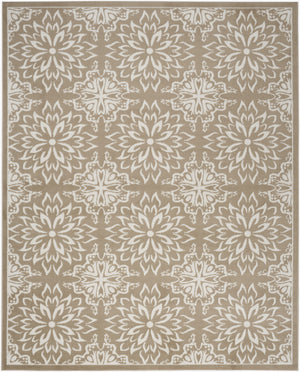 Homeroots 6' X 9' Taupe And Ivory Floral Non Skid Area Rug  Polypropylene 564128