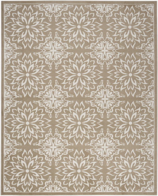 Homeroots 6' X 9' Taupe And Ivory Floral Non Skid Area Rug  Polypropylene 564128