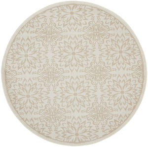 HomeRoots 8' Elegant Beige and Ivory Floral Non-Skid Rug - Durable, Stain-Resistant, Perfect for Family Spaces 8' Round 564129