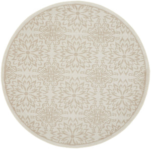 HomeRoots 8' Elegant Beige and Ivory Floral Non-Skid Rug - Durable, Stain-Resistant, Perfect for Family Spaces 8' Round 564129