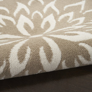 HomeRoots 8' Taupe and Ivory Floral Non-Skid Rug - Timeless Charm for Easy-Care Living Spaces and Style 8' Round 564130