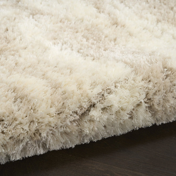 HomeRoots 4' Plush Beige and Ivory Abstract Shag Area Rug - Soft, Durable, and Stylish for Any Room Decor 8' X 10' 564148