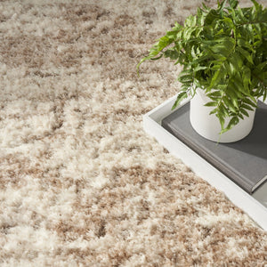 HomeRoots 4' Plush Beige and Ivory Abstract Shag Area Rug – Modern Texture for Homes with Kids and Pets 8' X 10' 564149
