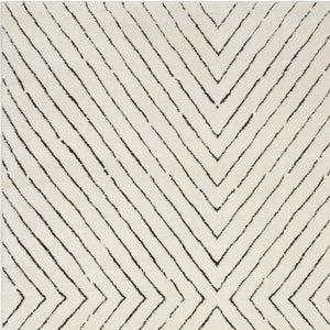 White Geometric Polyester Area Rug Power Loomed for Modern Living and Dining Room Decor