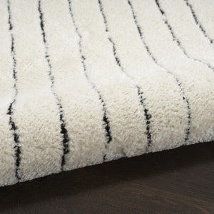 White Geometric Polyester Area Rug Power Loomed for Modern Living and Dining Room Decor