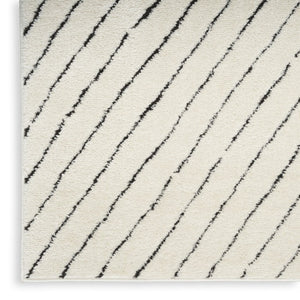 White Geometric Polyester Area Rug Power Loomed for Modern Living and Dining Room Decor