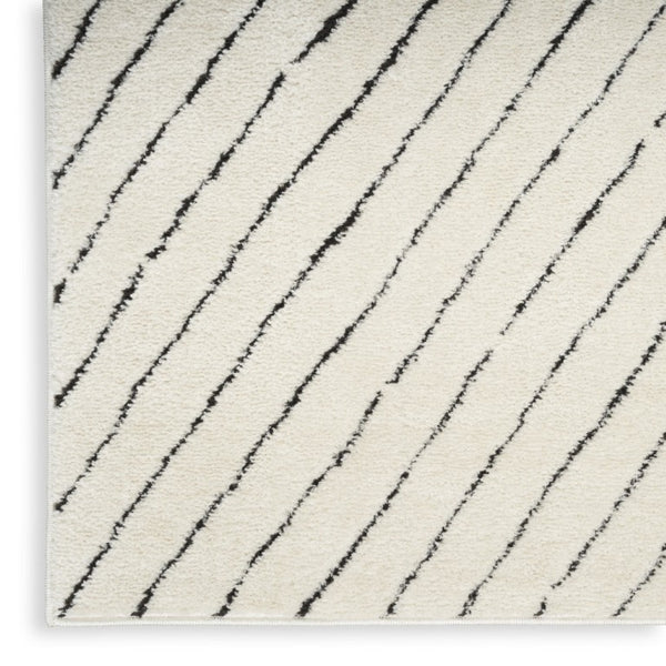White Geometric Polyester Area Rug Power Loomed for Modern Living and Dining Room Decor