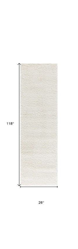 Homeroots 10' Cream Shag Non Skid Runner Rug - Stain Resistant, Durable, Soft Texture For Kids & Pets' Spaces  Polypropylene 564162