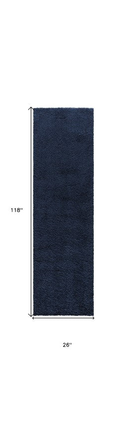 Homeroots 10' Blue Shag Non Skid Runner Rug - Soft, Stain Resistant, Durable Design For Hallways & Living Spaces  Polypropylene 564163