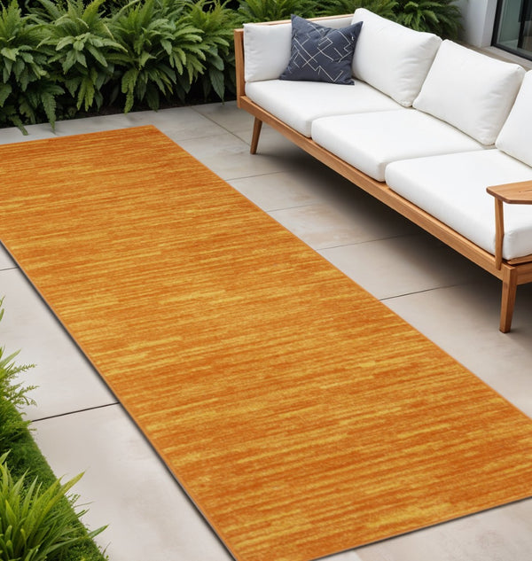 HomeRoots 18' Orange And Yellow Indoor Outdoor Runner Rug - Vibrant, Weather-Resistant for Hallways & Patios 564165